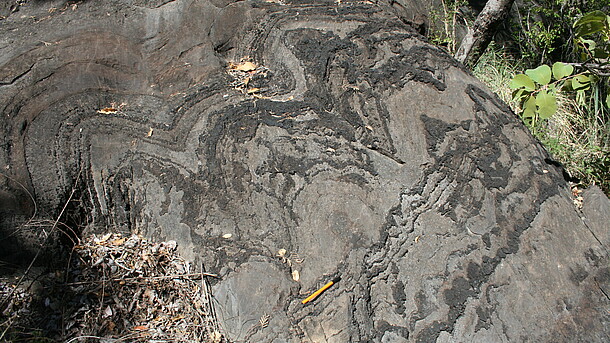 An example of the stromatolites investigated in this study from the Cheshire Formation (Belingwe, Zimbabwe).